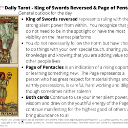 King of swords reversed as feelings