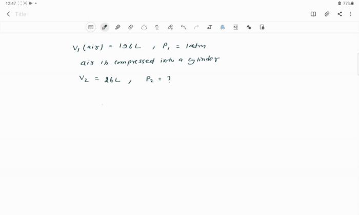 What pressure is required to compress 196.0